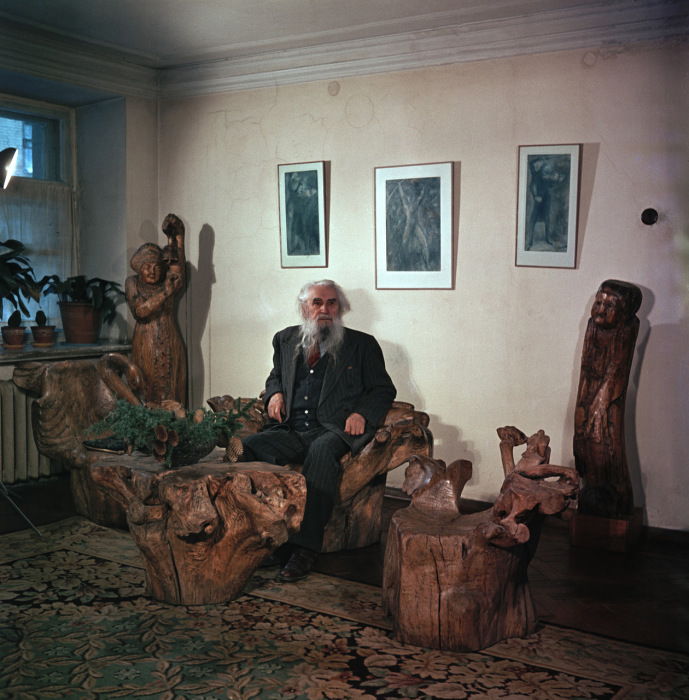 Скульптор Сергей Тимофеевич Конёнков в 1953 году. Фото: Semyon Osipovich Friedland.