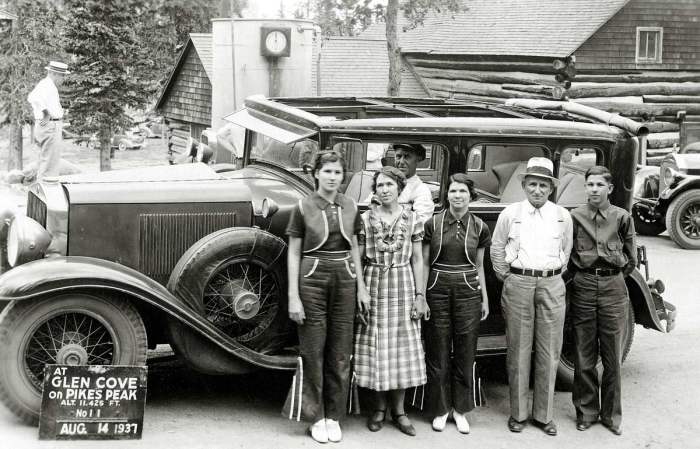 Семейное фото на фоне легкового авто в 1937 год. 