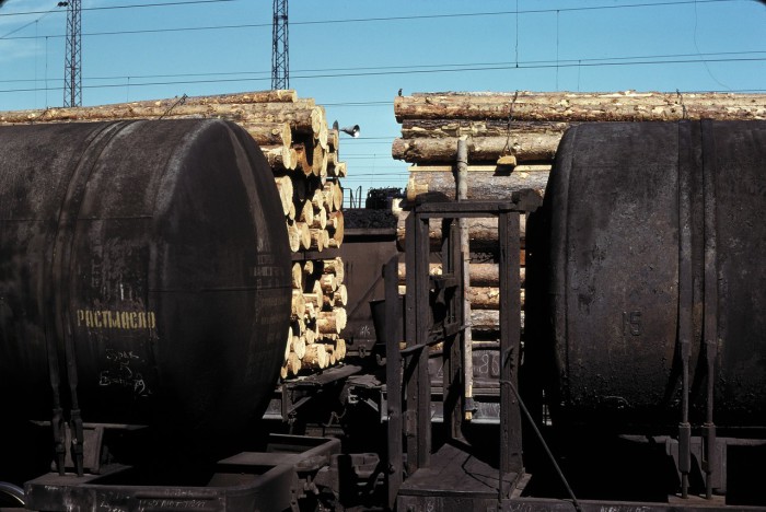  Платформы с древесиной, углем и цистерны с маслом в Мариинске.