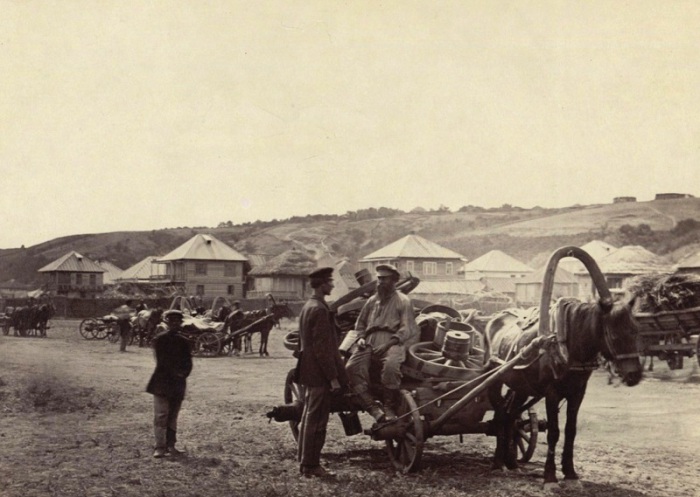 Возвращение казаков с ярмарки в Цымлянскую станицу. 1875-1876 год. Фото: Ivan Boldyrev.   