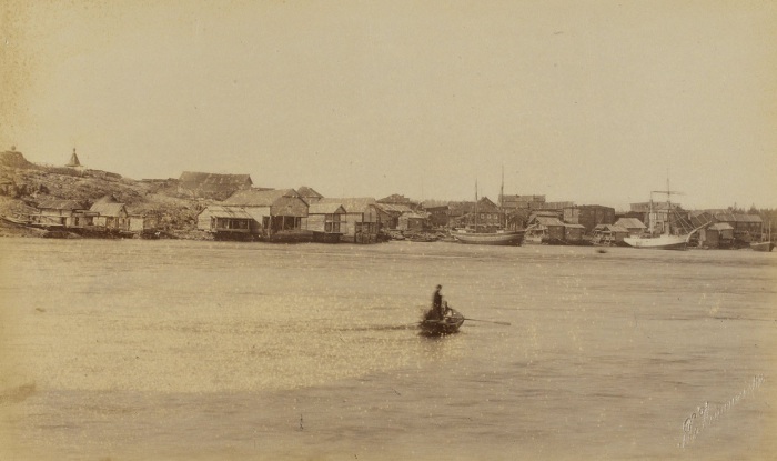 Вид на поморское село Ковда. Россия, 1887 год.
