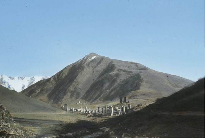 Панорама села Ушгули. Сванетия, 1929 год.
