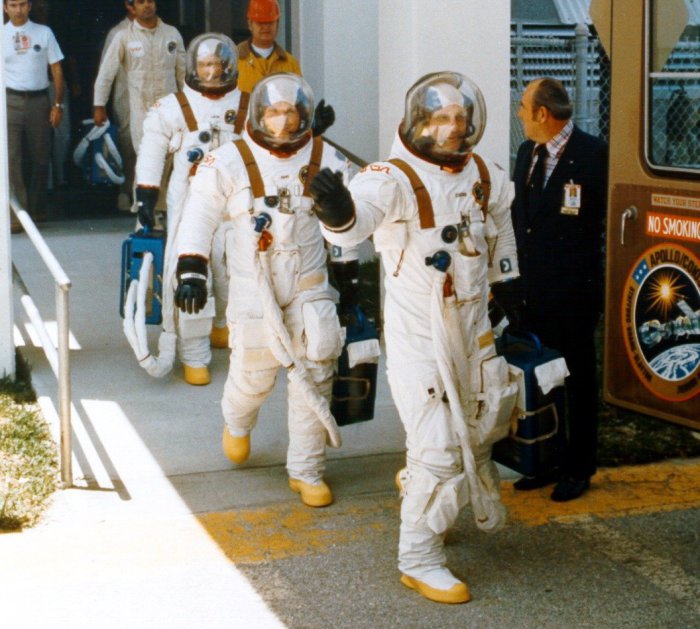 Астронавты Аполлона перед стартом. США, 1975 год. 