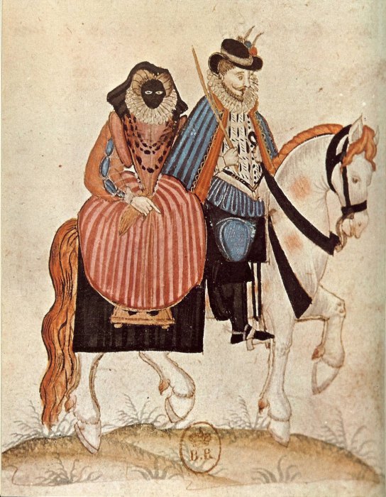 Мужчина и его жена, которая носит маску от солнца. Франция, 1581 год. | Фото: upload.wikimedia.org.