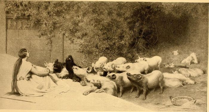 Богиня Цирцея и ее свиньи. Кобхем Брюер, 1892 год. | Фото: en.wikipedia.org.