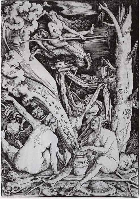 Гравюра по дереву с изображением ведьмовского  шабаша. Ханс Бальдунг, 1510 г. | Фото: commons.wikimedia.org.