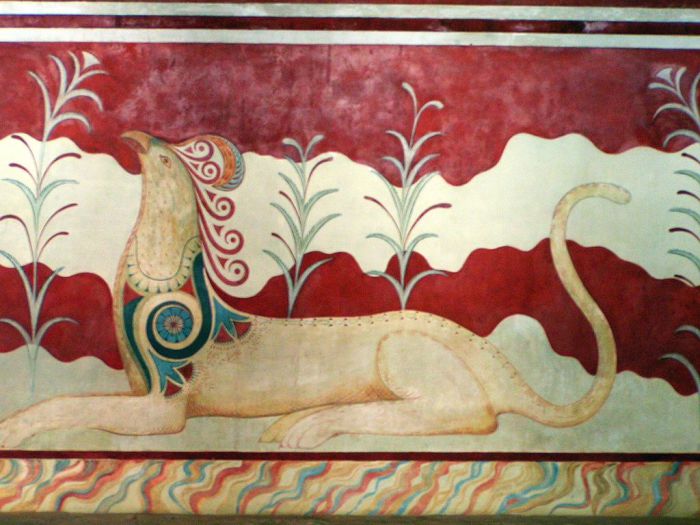 Изображение грифона на фресках дворца на о. Крит. | Фото: ru.wikipedia.org.
