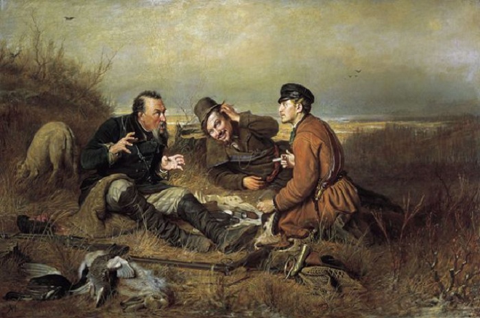  «Охотники на привале». (1871 год.) Автор: Василий Перов. 