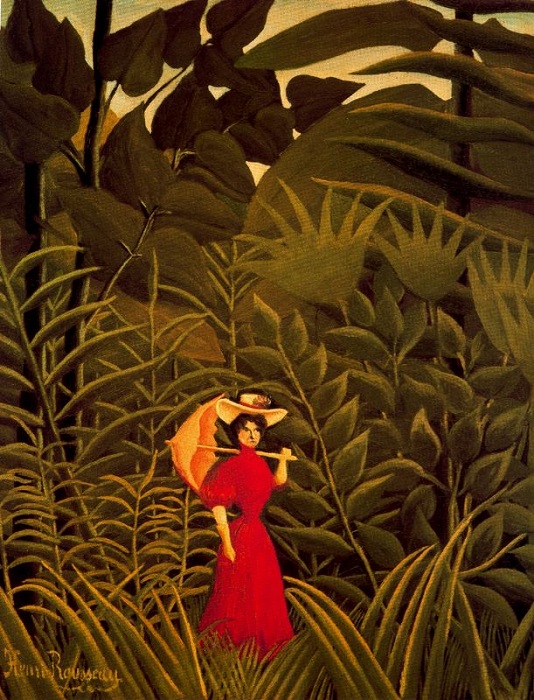 Анри Руссо, «Девушка в красном в лесу». (1907). 