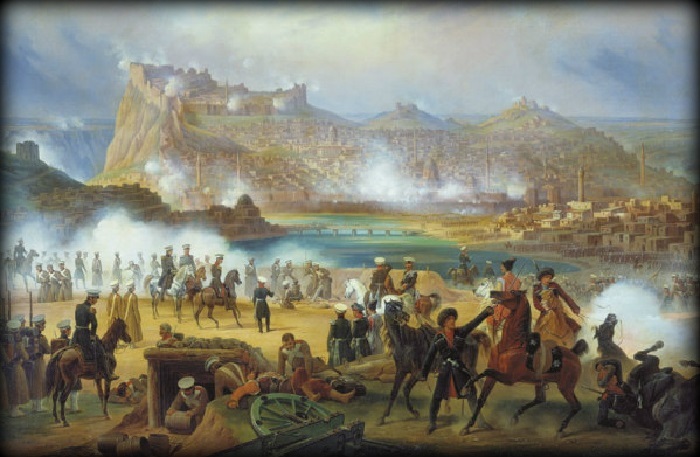 Войска Паскевича осаждает Карс во время Крымской войны. 