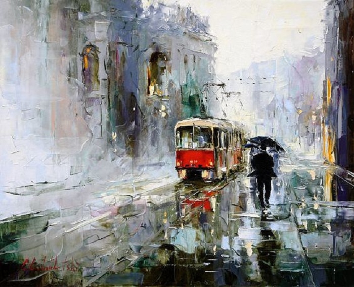 Живопись от Gleba  Goloubetski из серии *Прогулки под дождем.*