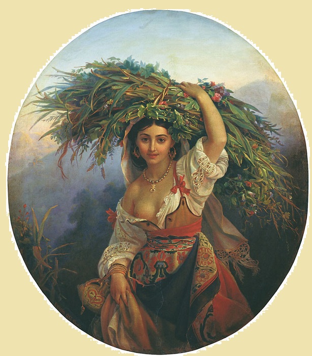 «Итальянка с цветами». (1853 год). Иркутский художественный музей. Автор: П. Орлов.