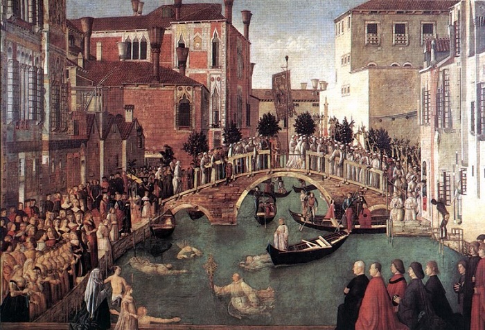Чудо св. Креста у моста Сан-Лоренцо в Венеции. (1500). Джентиле Беллини.
