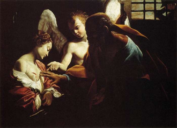 Святой Петр в темнице у Агафьи. (1613). Автор: Джованни Ланфранко.