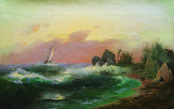 «Морской пейзаж». (1870-е). Частное собрание. Автор: А.И. Мещерский.