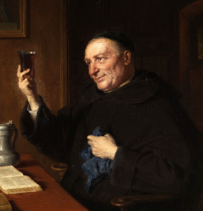 Монах с бокалом вина. Автор: Эдуард фон Грютцнер.