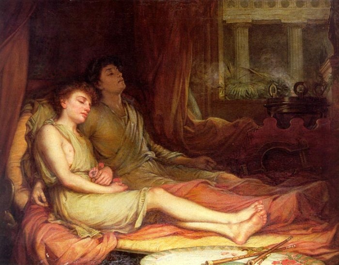 Сон и его сводный брат Смерть. (1874). Автор: Джон Уильям Уотерхаус.