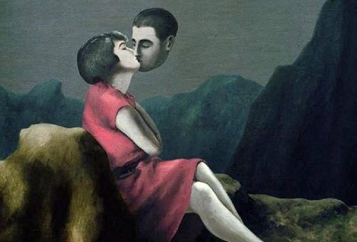 Рене Магритт. Четвёртая картина из серии «Влюблённые», 1928 год.