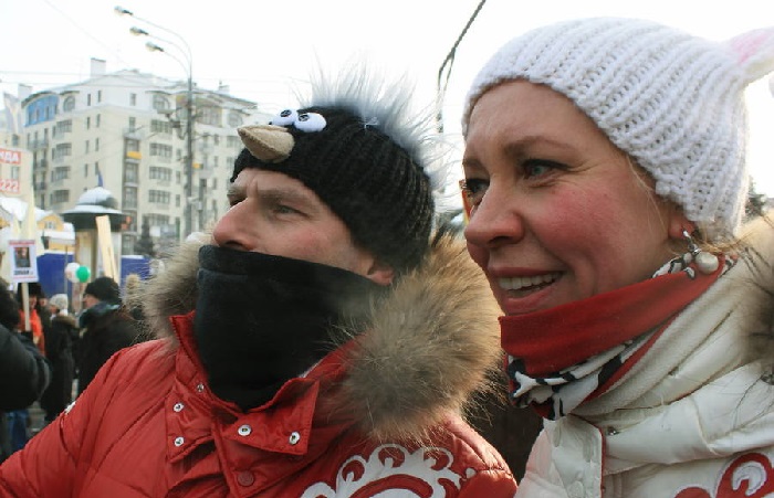 Татьяна Лазарева и Михаил Шац  на митинге в 2012 году.