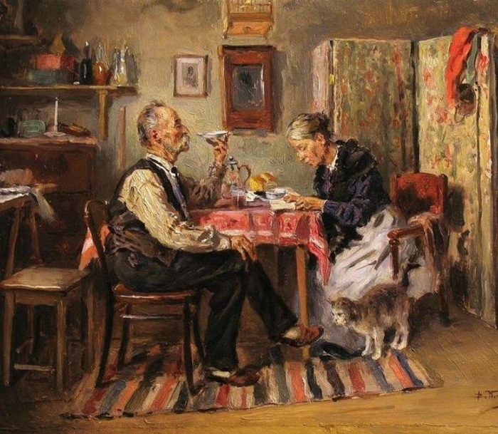 К. Маковский. Утренний чай.1891.