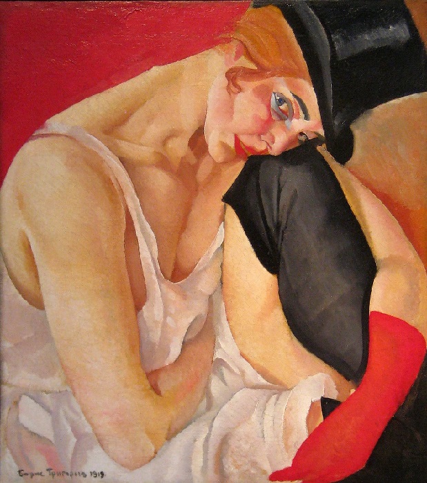 Б.Д. Григорьев. «Женщина в цилиндре». (1919 год).     Sotheby’s, Лондон, 01.12.2004 Продано - $1 123 638