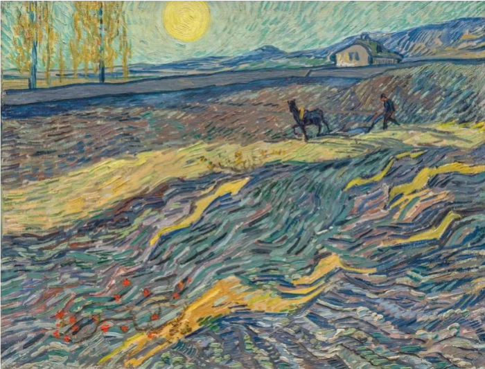 Винсент Ван Гог. «Вспаханное поле и пахарь». (Август-сентябрь 1889). (Холст, масло) (2017 г., Christie's) за 81,3 миллиона долларов. 