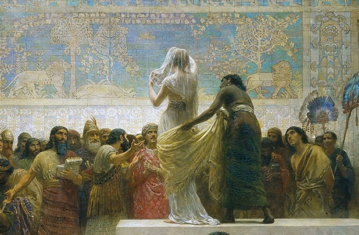 «Вавилонский рынок невест». Фрагмент.