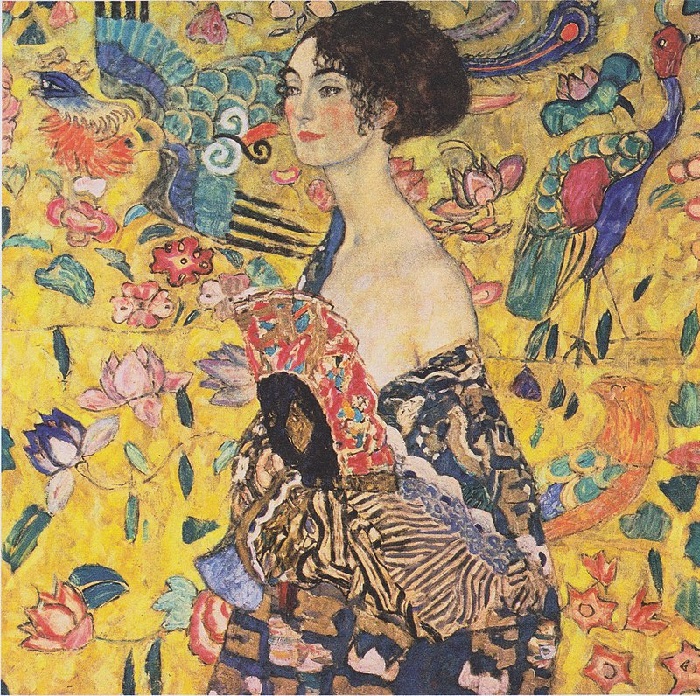 «Дама с веером» (1917), р-ры 100×100 см. Художник: Густав Климт.  | Фото: 