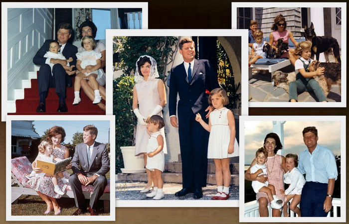 Джон и Жаклин Кеннеди с детьми - Кэролайн и Джоном.