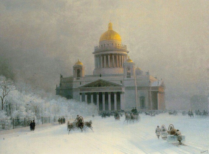 Исаакиевский собор в морозный день.(1891). Автор. И.К.Айвазовский.