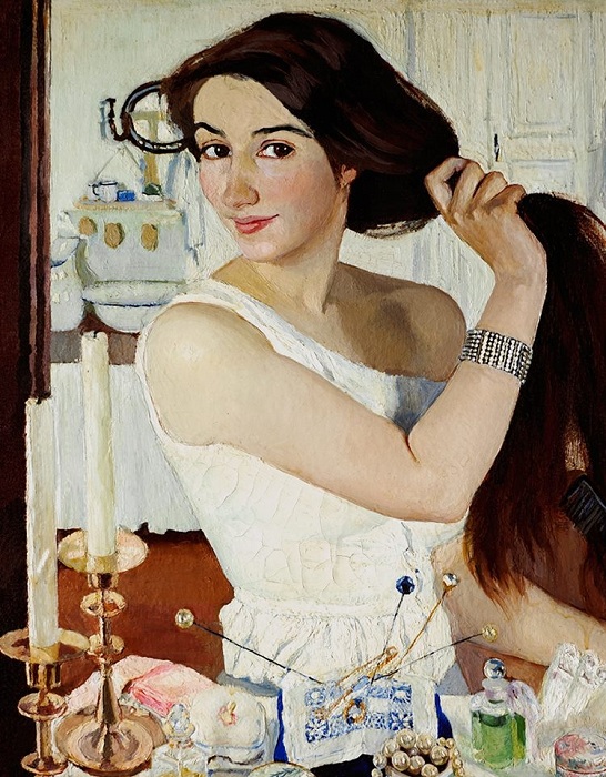 «Автопортрет с зеркалом». (1909). Автор: З.Е. Серебрякова.