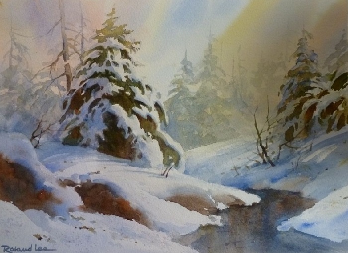Зимние пейзажи американского акварелиста от Roland Lee.