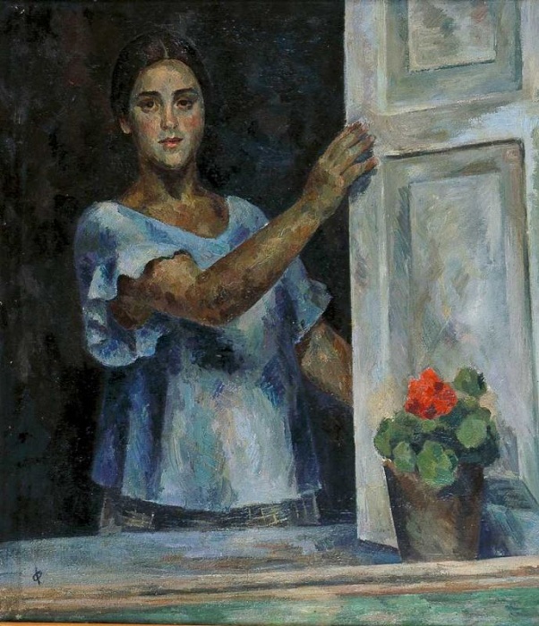 Девушка у окна (Раиса Идельсон). (1926 г.).  Автор: Роберт Рафаилович Фальк.