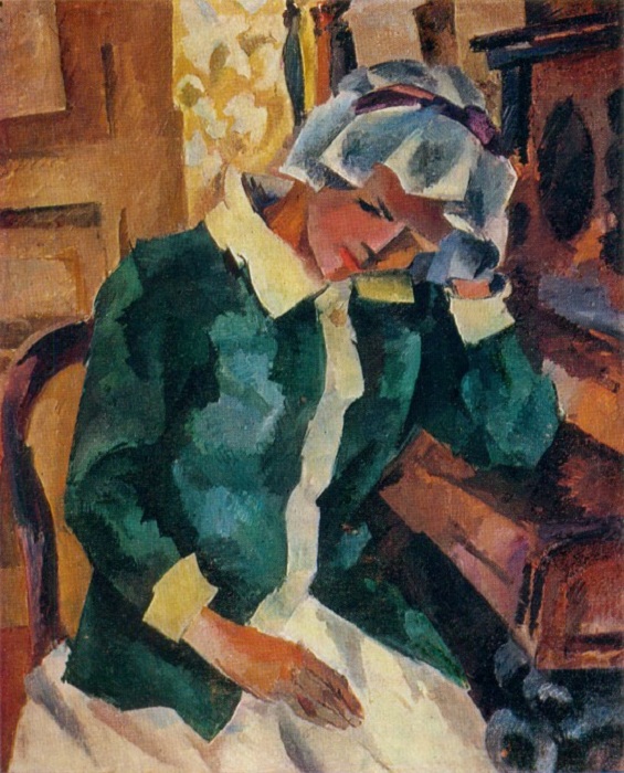 Женщина у пианино (Е.С.Потехина). (1917 г.). Автор: Роберт Рафаилович Фальк. 