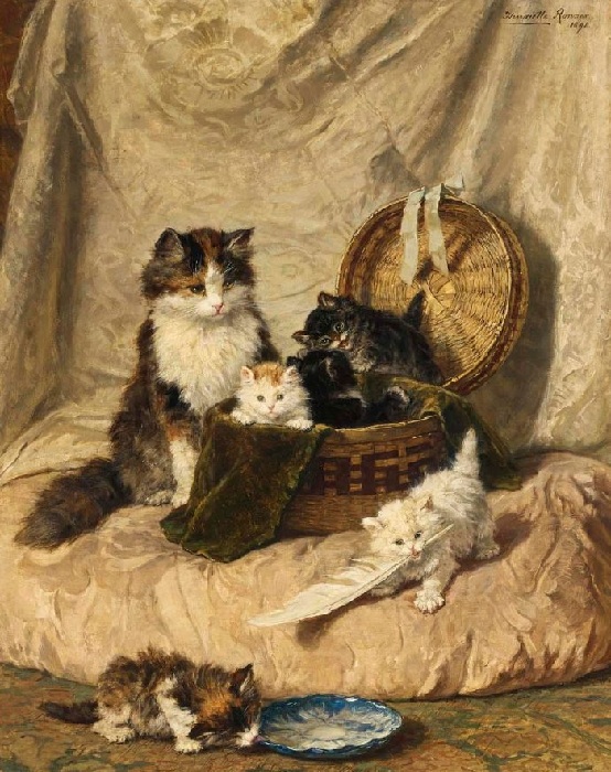 «Играющие котята». (1898). Холст, масло. 91 х 73 см. Автор: Генриетта Роннер-Книп.