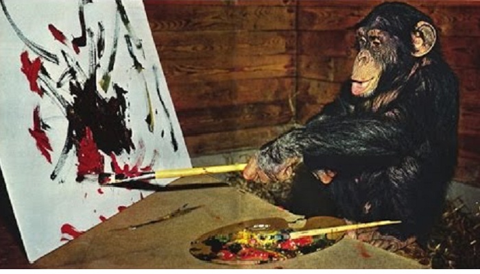 Шимпанзе Питер за работой. | Фото: livejournal.com. 