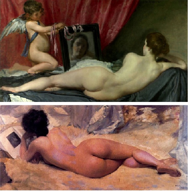 <br>1. Веласкес. «Венера перед зеркалом».<br>2. Игнасио Диас Олано. «Обнаженная». (1895).