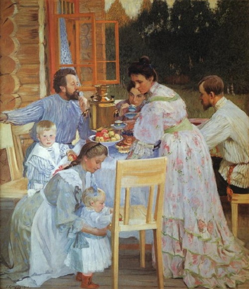  Терем. На террасе. (1906). Автор: Б.М.Кустодиев.