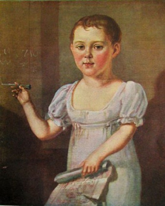 Лермонтов в детстве 3-4 лет.(1817-1818 год). Холст, масло. Автор: Неизвестный художник. 