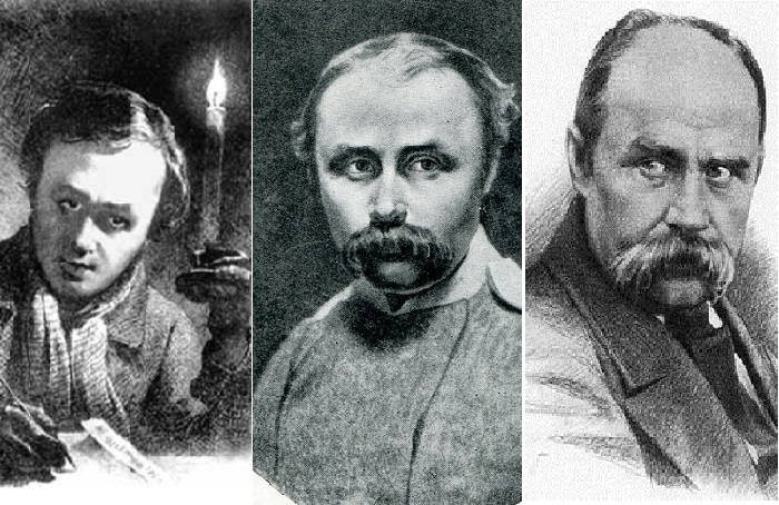 Тарас Григорьевич Шевченко в разные годы жизни.
