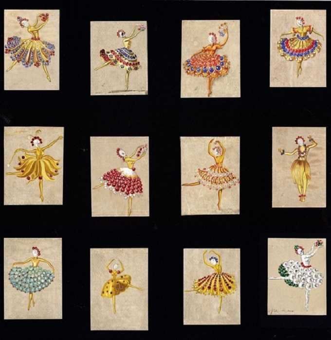 Эскизы первой коллекции балерин. Из архивов Cleef & Arpels