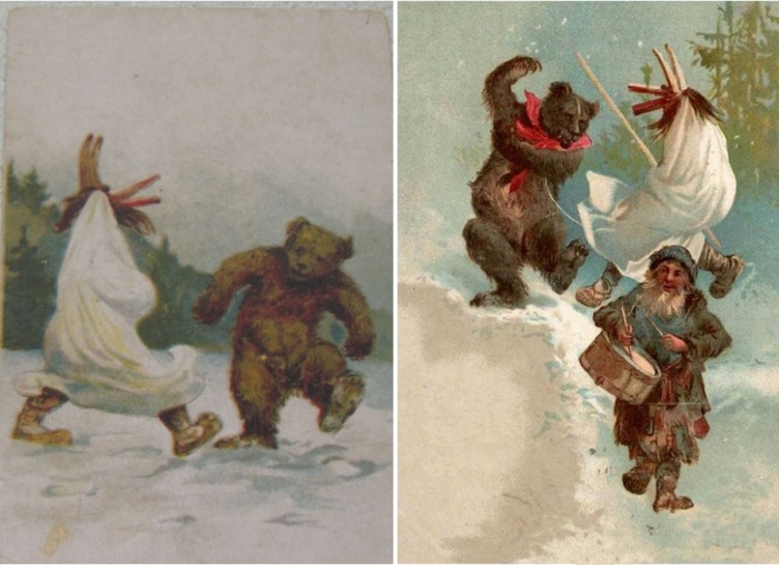 Ряженые часто изображали вождение медведя.