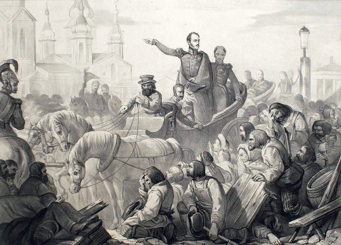Николай I усмиряет холерный бунт в Санкт-Петербурге в 1831 г./Фото: media