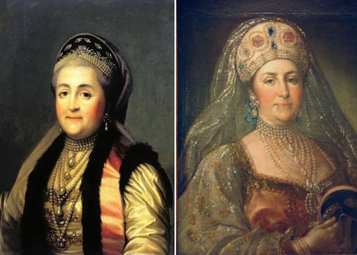Екатерина II подчеркивала свою связь с русским народом с помощью кокошника.