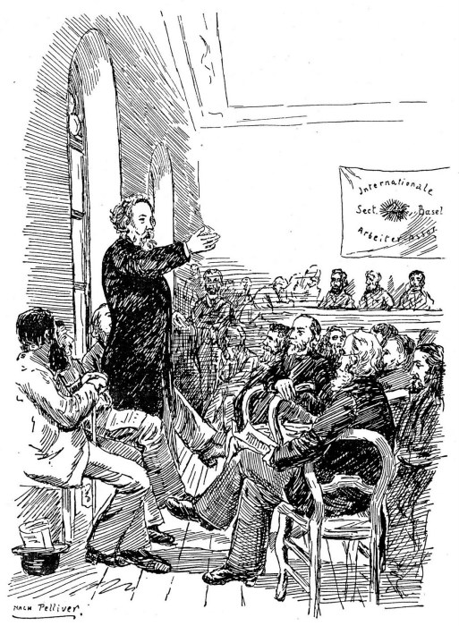 Михаил Бакунин выступает перед членами I Интернационала в Базеле, 1869 г./Фото: 2.bp.blogspot.com