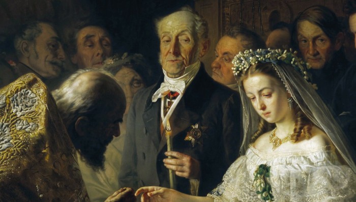 В.Пукирев Неравный брак. В XVIII веке лицам старше 80 лет было запрещено вступать в брак.