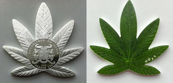 Coins in the form of cannabis. / Photo: coins.su