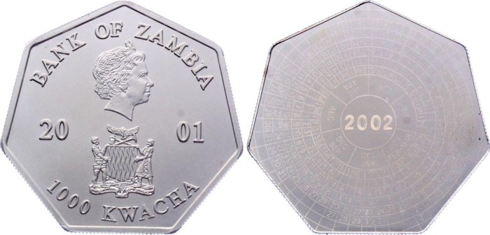 Монета-календарь из Замбии./Фото: www.numisbids.com