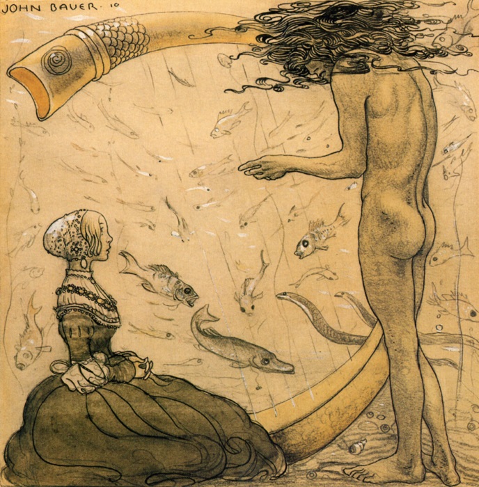 Йон Бауэр. Иллюстрация к сказке «Агнета и Морской Король».