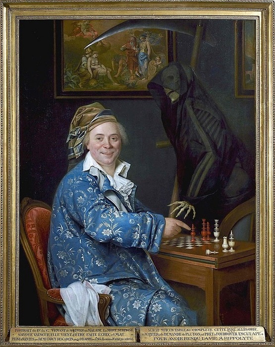 Реми-Фюрси Дескарсен, «Портрет доктора де С., играющего в шахматы со Смертью», 1793.